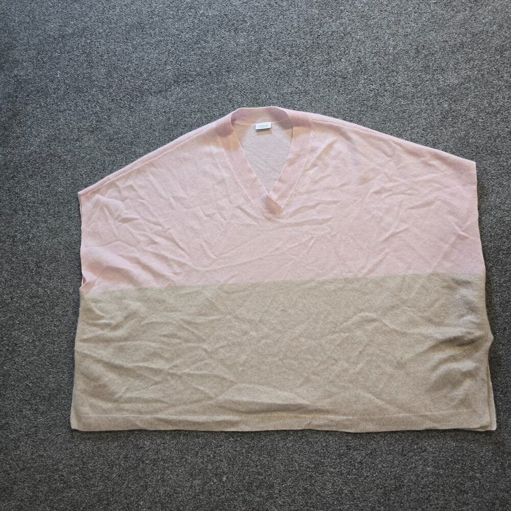 Kinross Sweater Womens One Size Pink Cashmere Colorblocked Poncho Boxy Casual